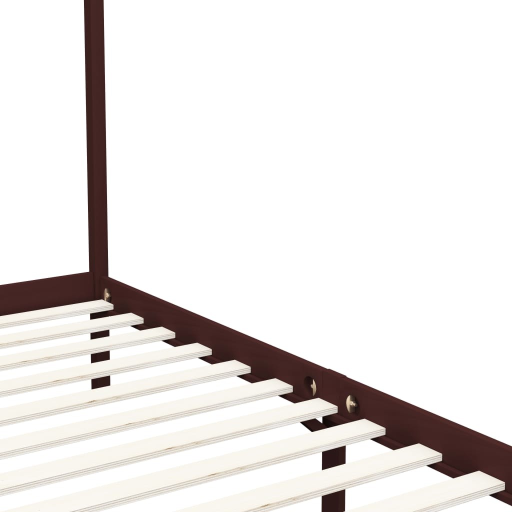 Canopy Bed Frame with 2 Drawers Dark Brown Pine Wood 160x200 cm